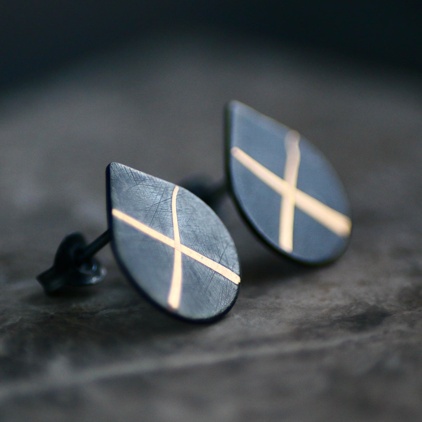 Oxidised Cross Keum Boo Studs image 1