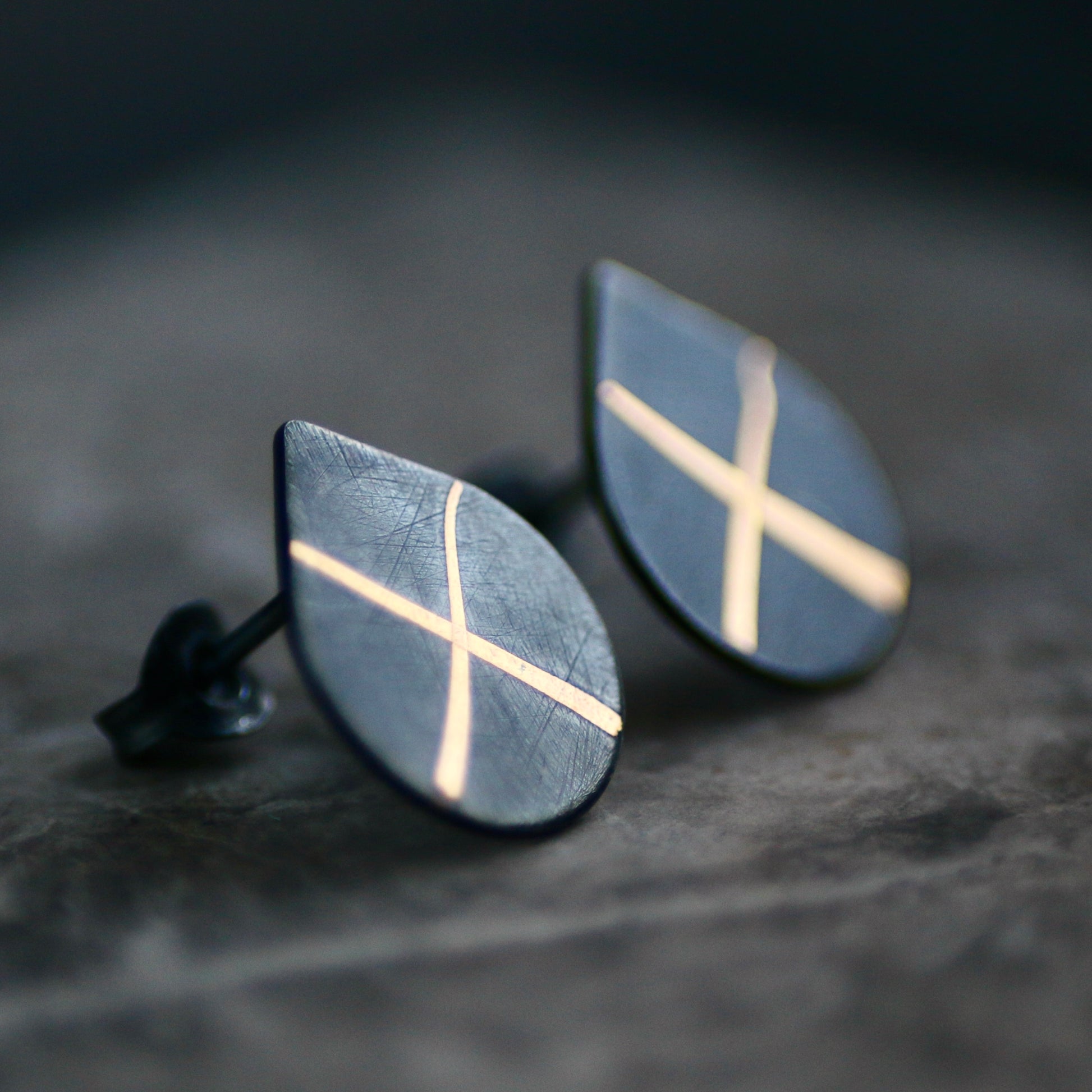 Oxidised Cross Keum Boo Studs image 1