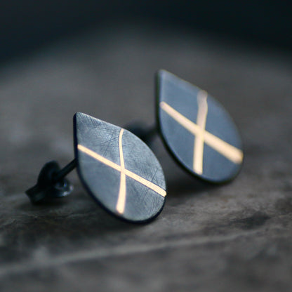 Oxidised Cross Keum Boo Studs image 1