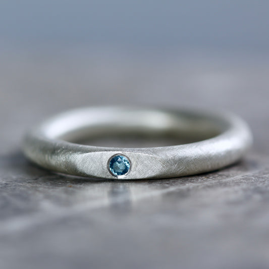 Aquamarine Facet Sterling Silver Band