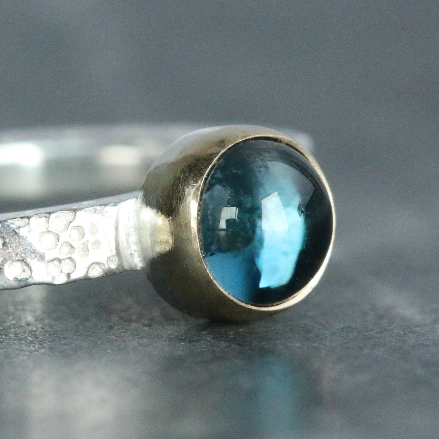 Blue Topaz Silver & 9ct Gold Ring