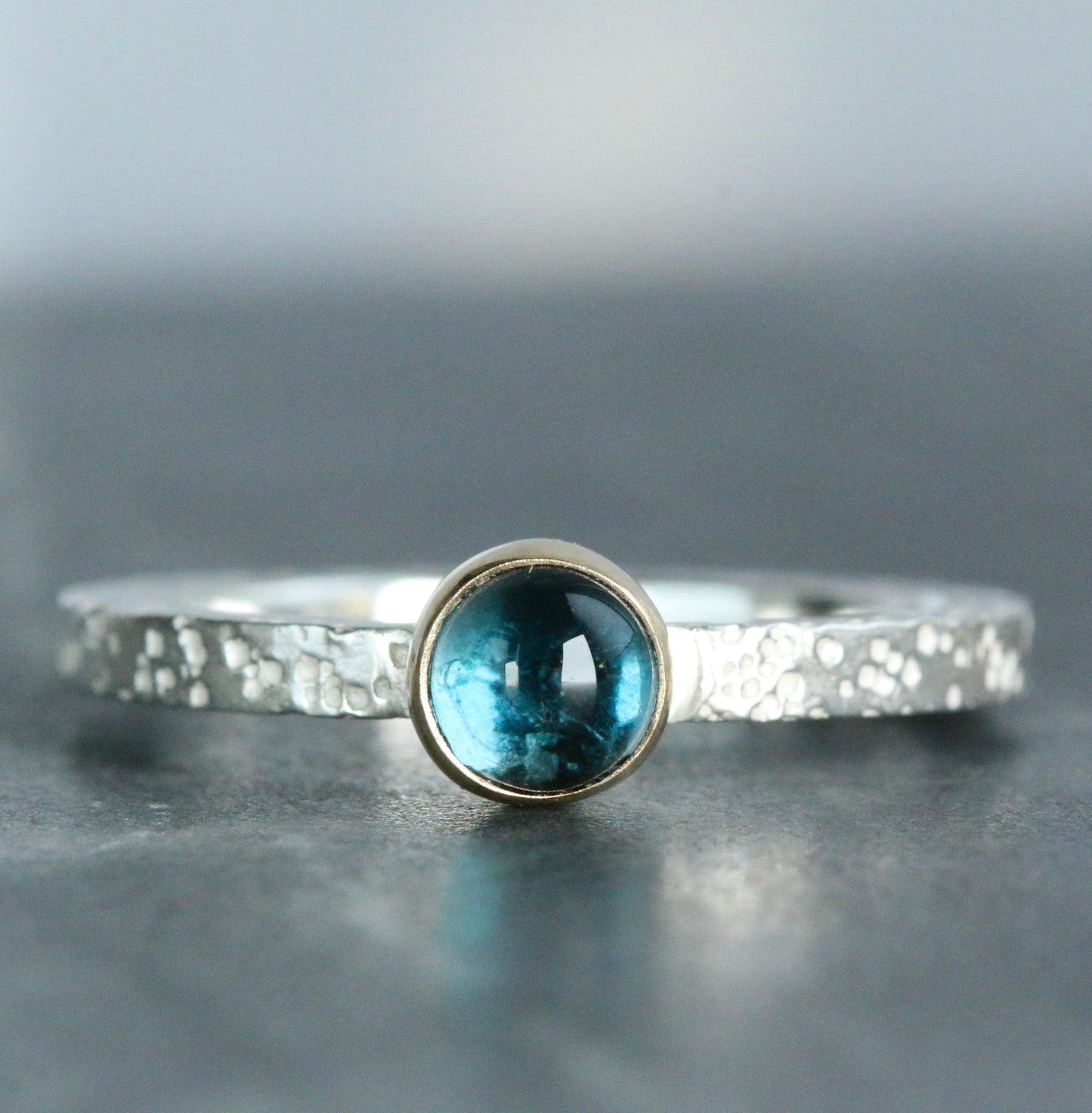 Blue Topaz Silver & 9ct Gold Ring