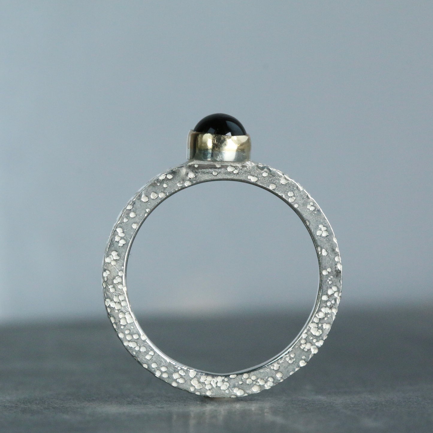 Blue Topaz Silver & 9ct Gold Ring