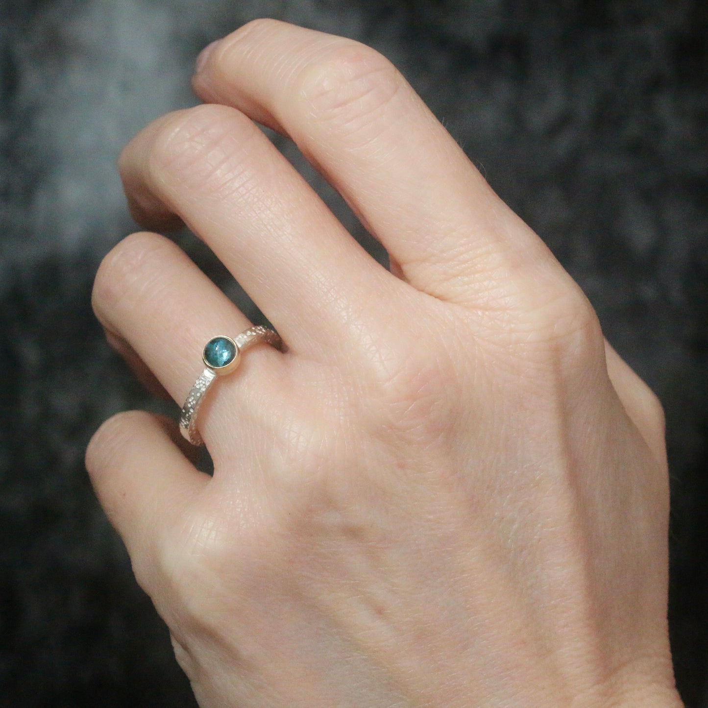 Blue Topaz Silver & 9ct Gold Ring