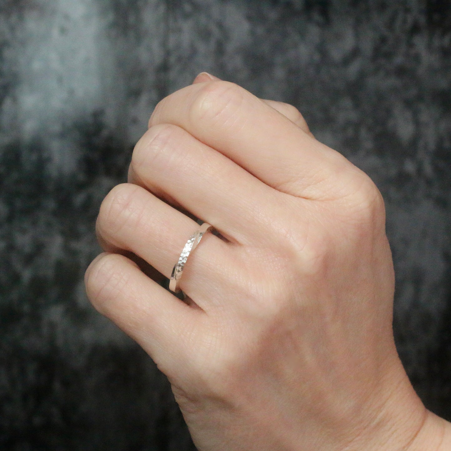 Möbius Twist Silver Textured Ring