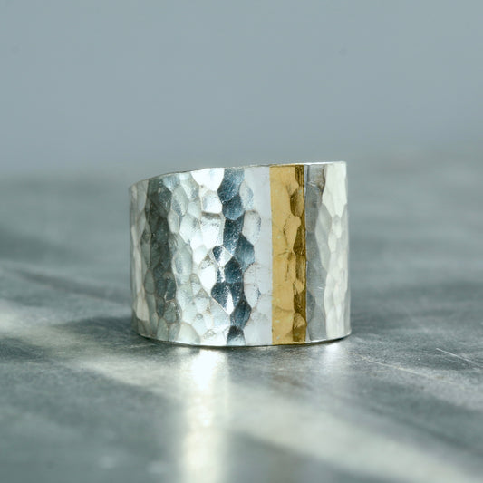 Wide Tapered Hammered Keum Boo Ring (Copy)