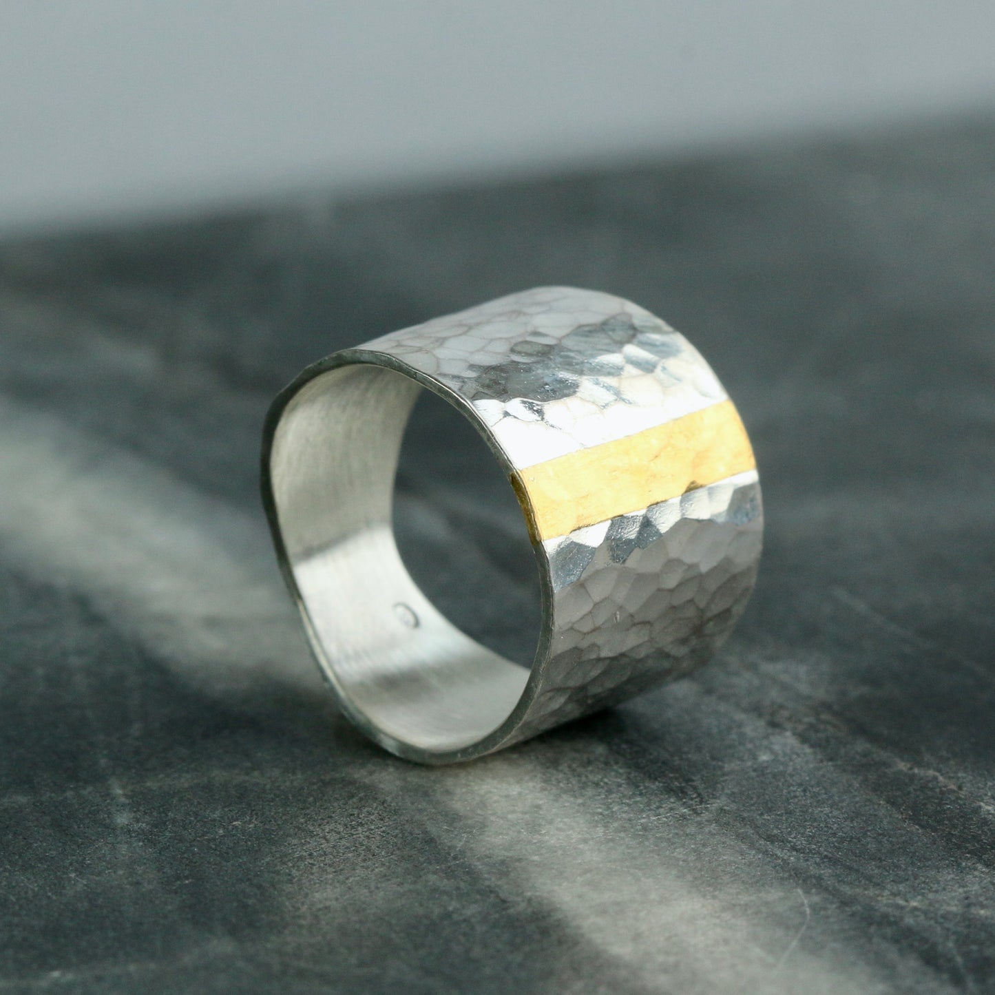 Wide Tapered Hammered Keum Boo Ring (Copy)