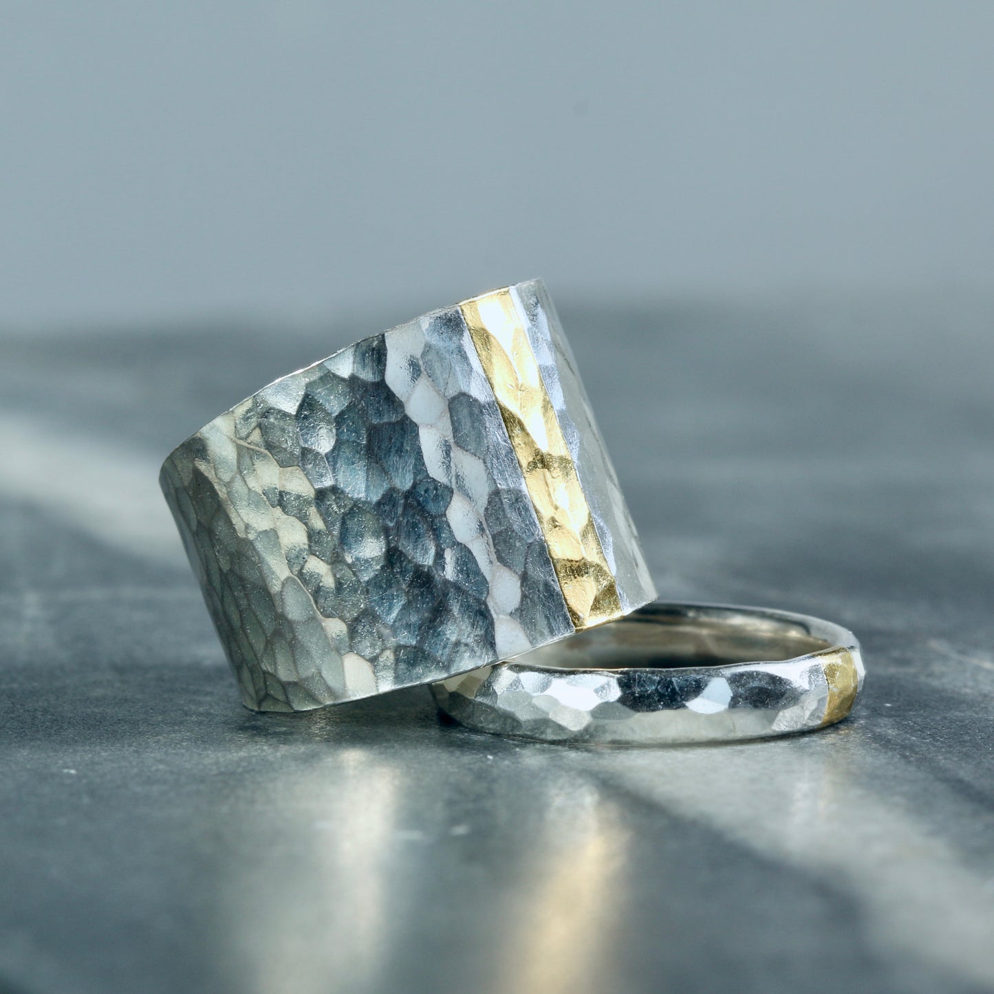 Wide Tapered Hammered Keum Boo Ring (Copy)