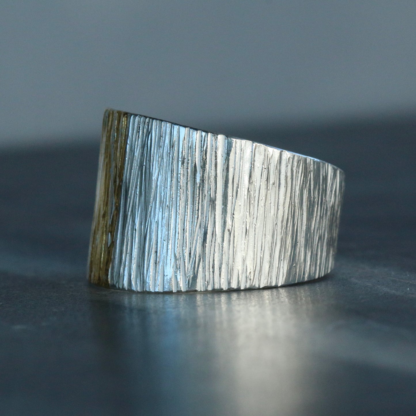 Wide Tapered Linear Keum Boo Ring