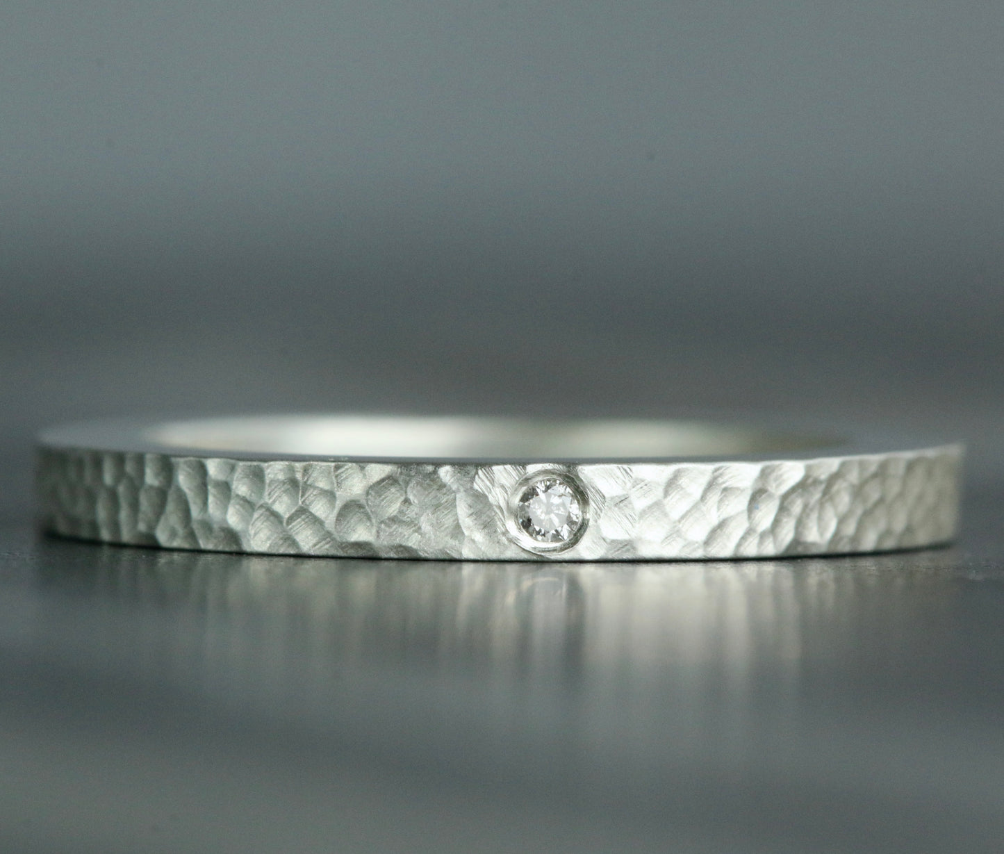 Matte Silver Salt & Pepper Diamond Slim Ring