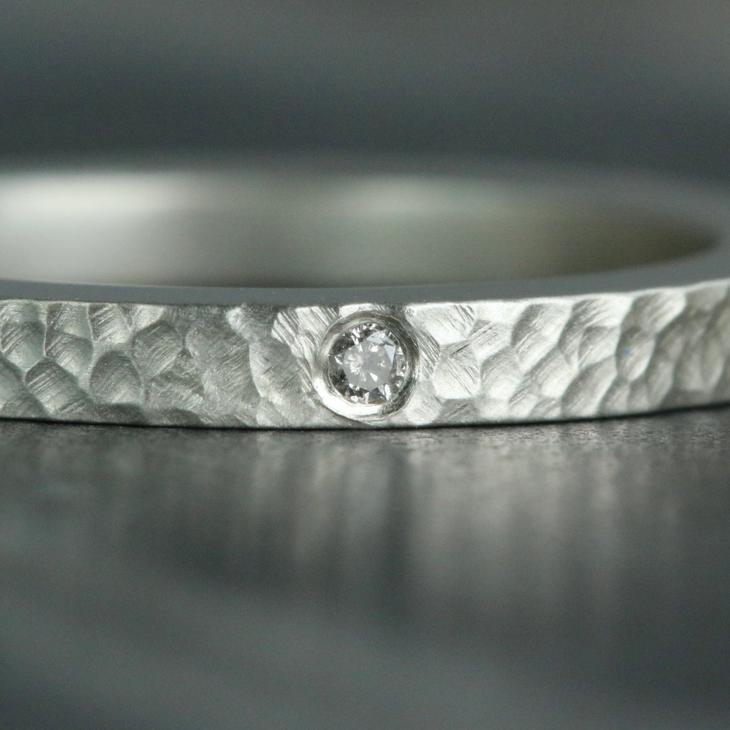 Matte Silver Salt & Pepper Diamond Slim Ring