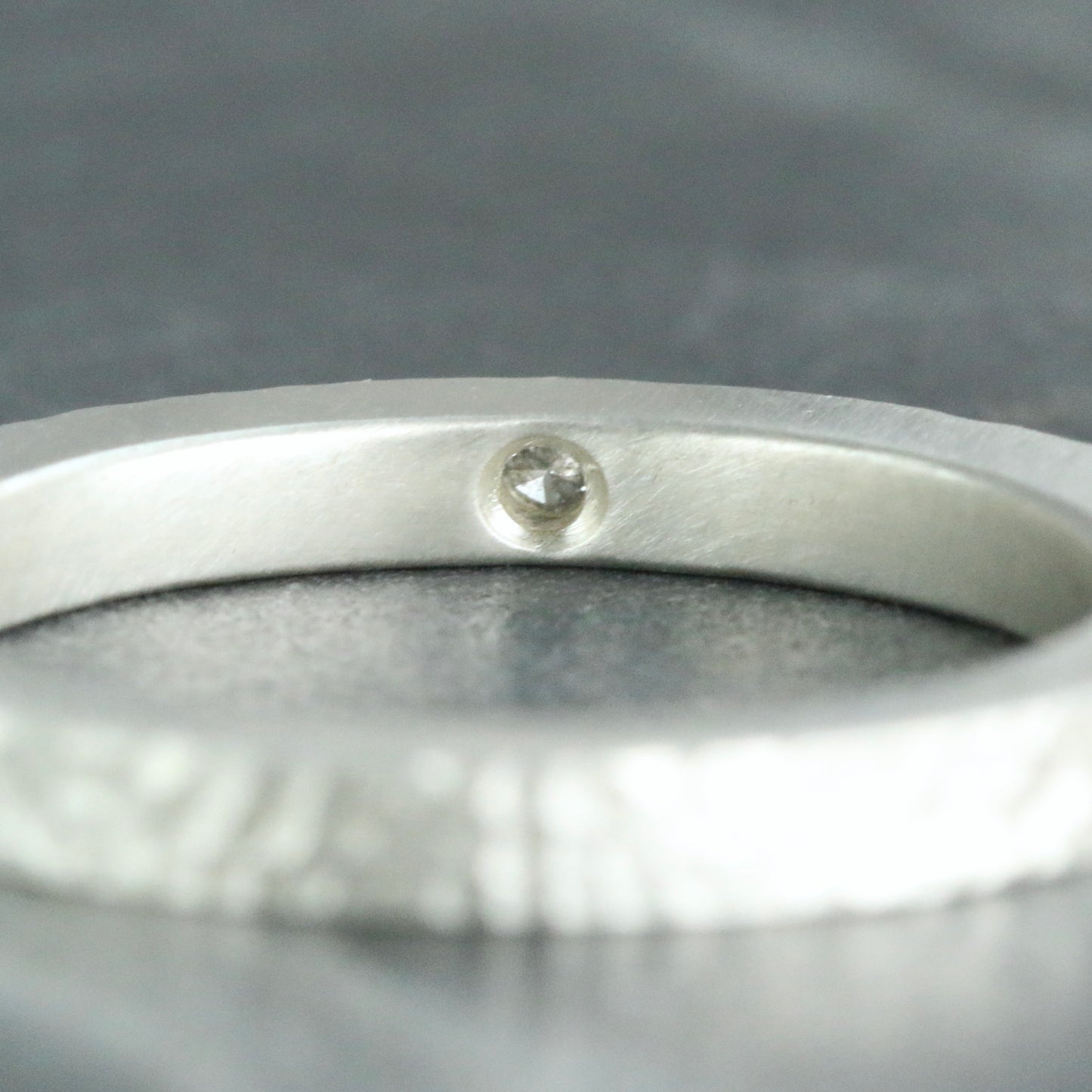 Matte Silver Salt & Pepper Diamond Slim Ring
