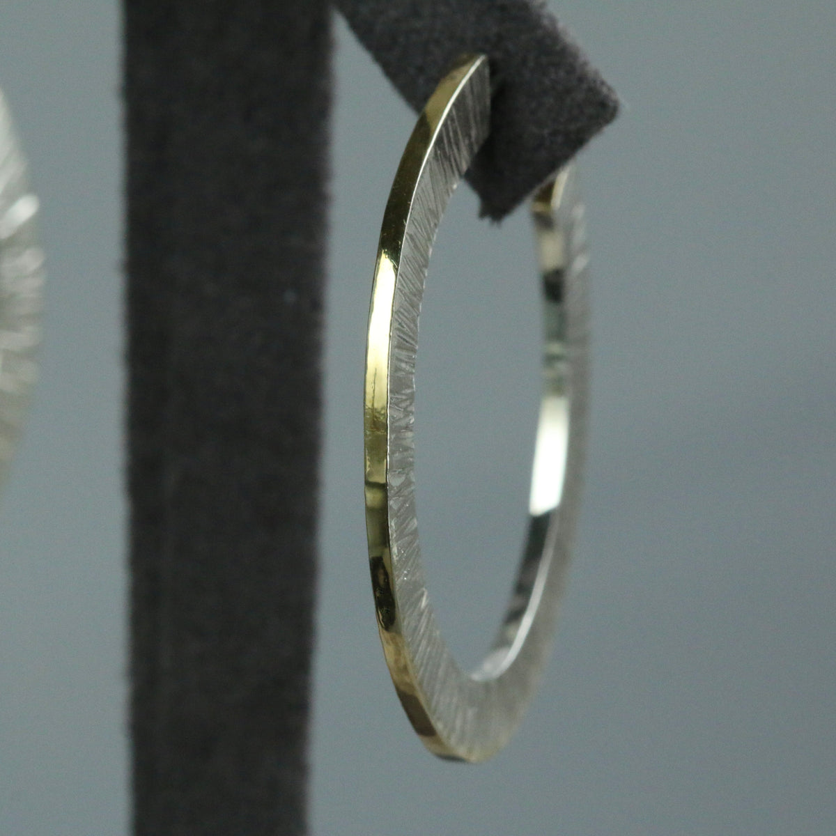 Linear Hoop Silver & Gold Plated Earrings