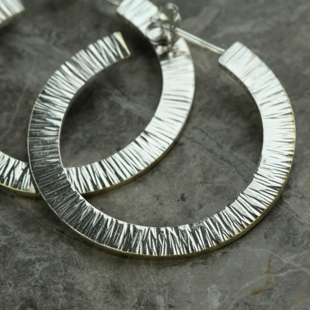 Linear Hoop Silver & Gold Plated Earrings