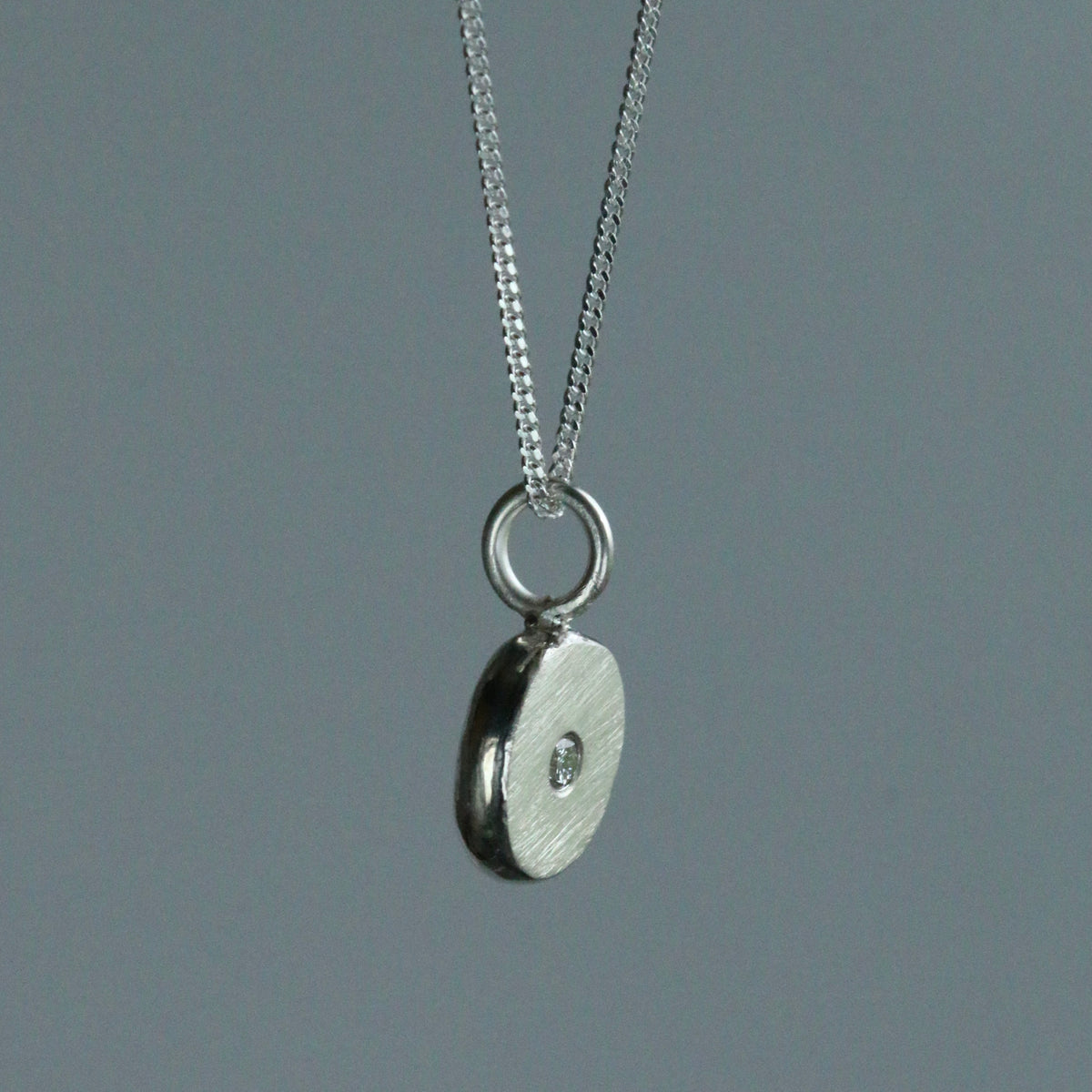 2mm Lab Diamond Solid Sterling Silver Pebble Pendant Necklace