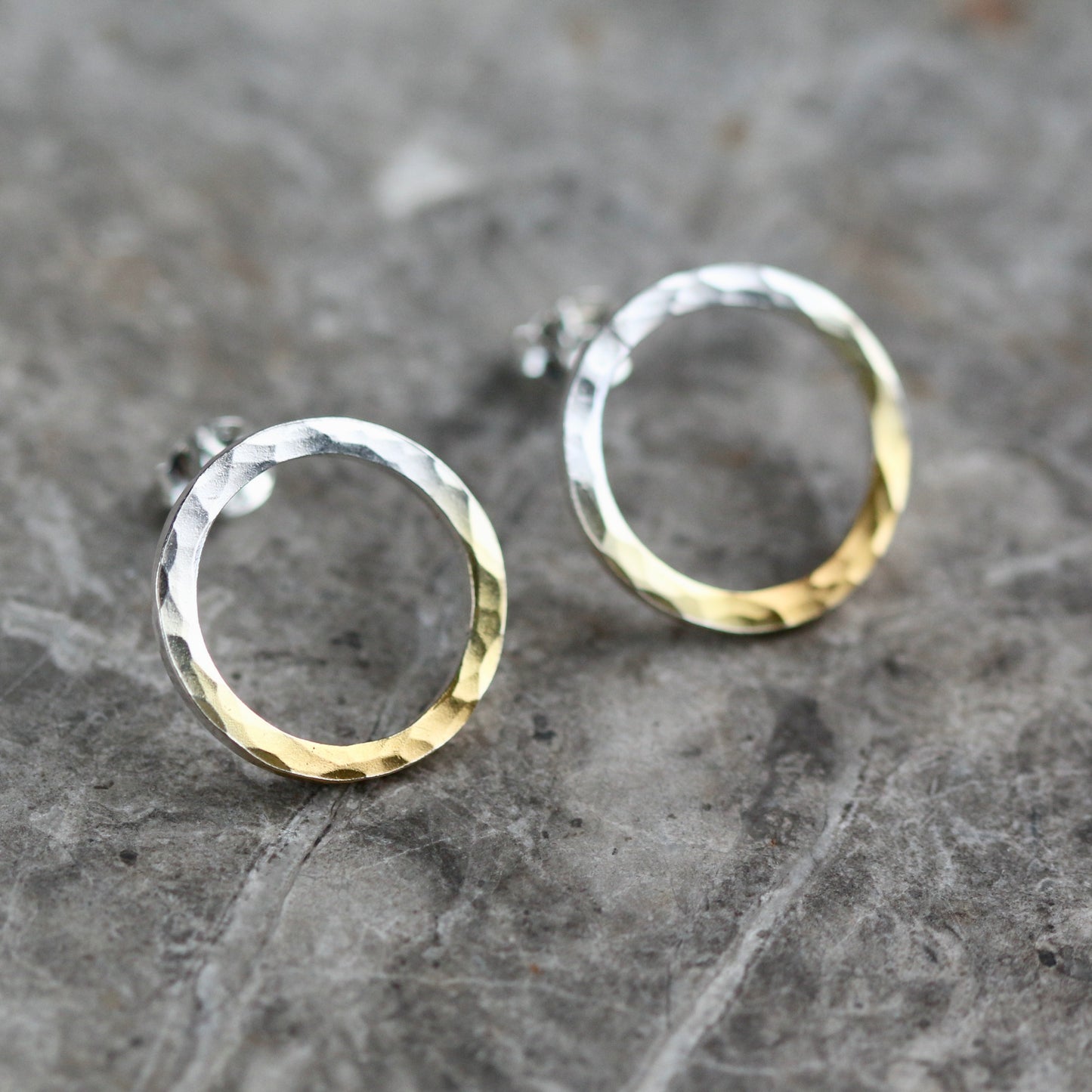 Hammered Circle Hoop Studs image 2