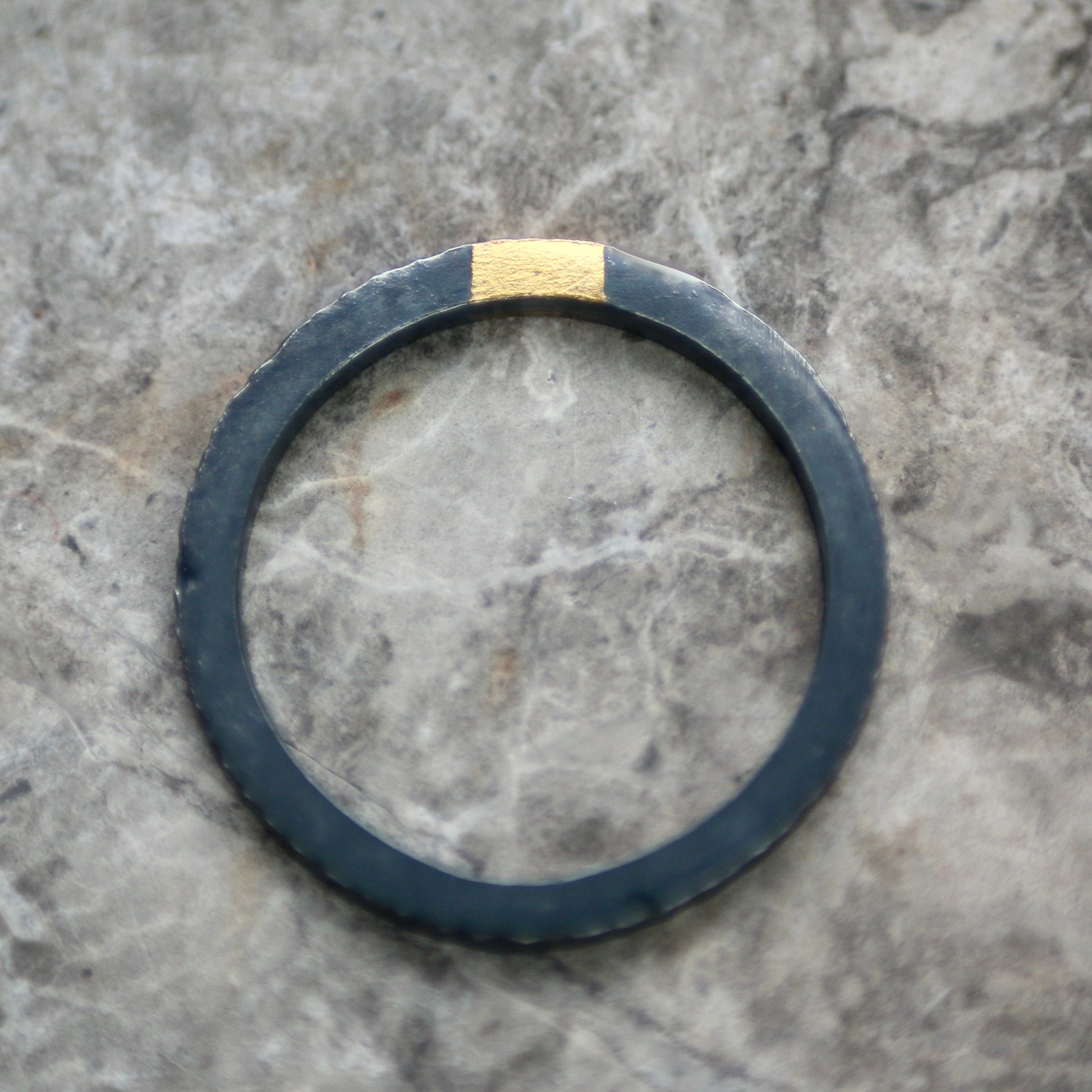 2mm Oxidised Silver & Gold  Keum Boo Textured Ring image 3