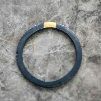 2mm Oxidised Silver & Gold  Keum Boo Textured Ring image 3
