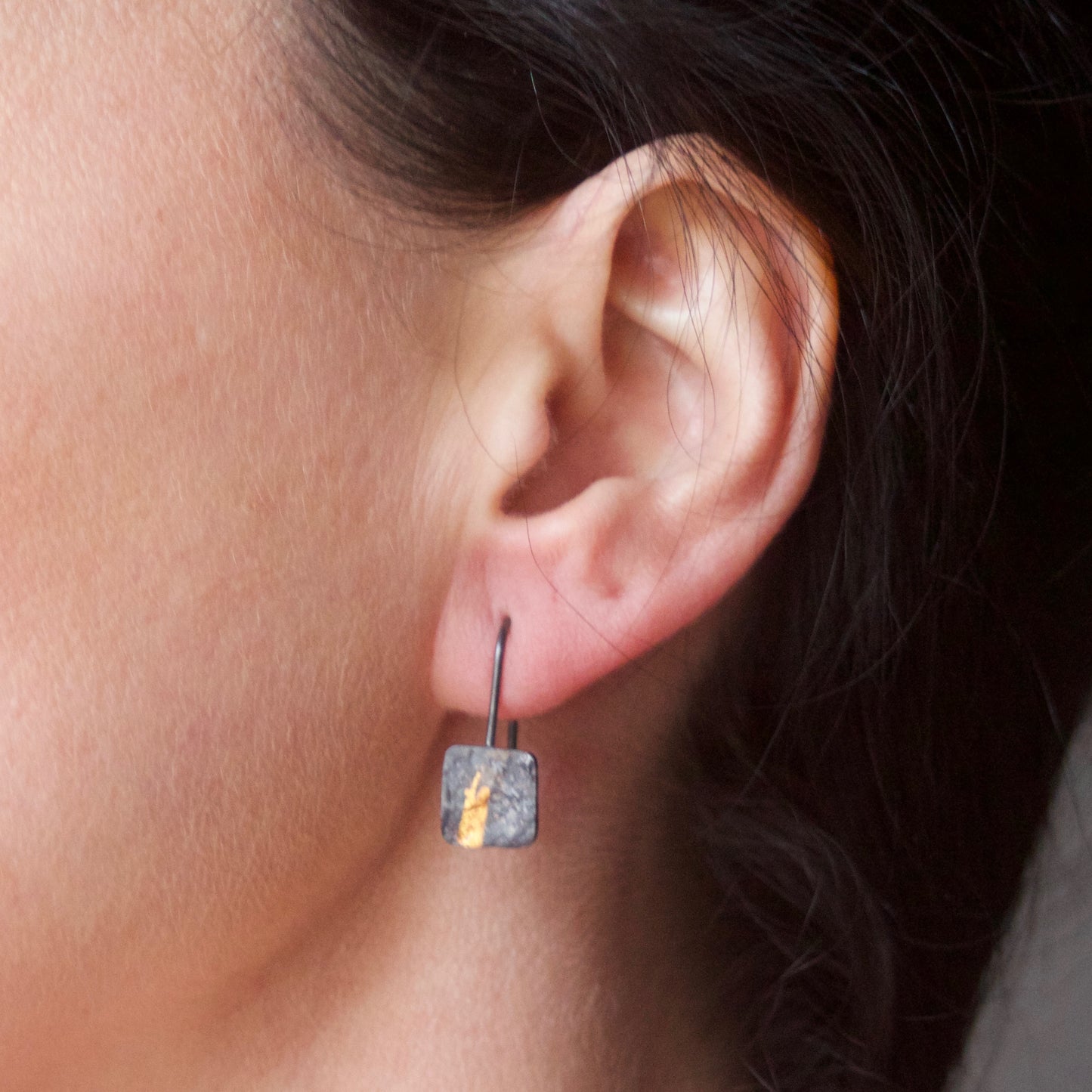 LINEAR Oxidised Square-ish Drop Earrings image 1