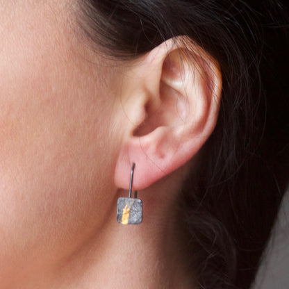LINEAR Oxidised Square-ish Drop Earrings image 1