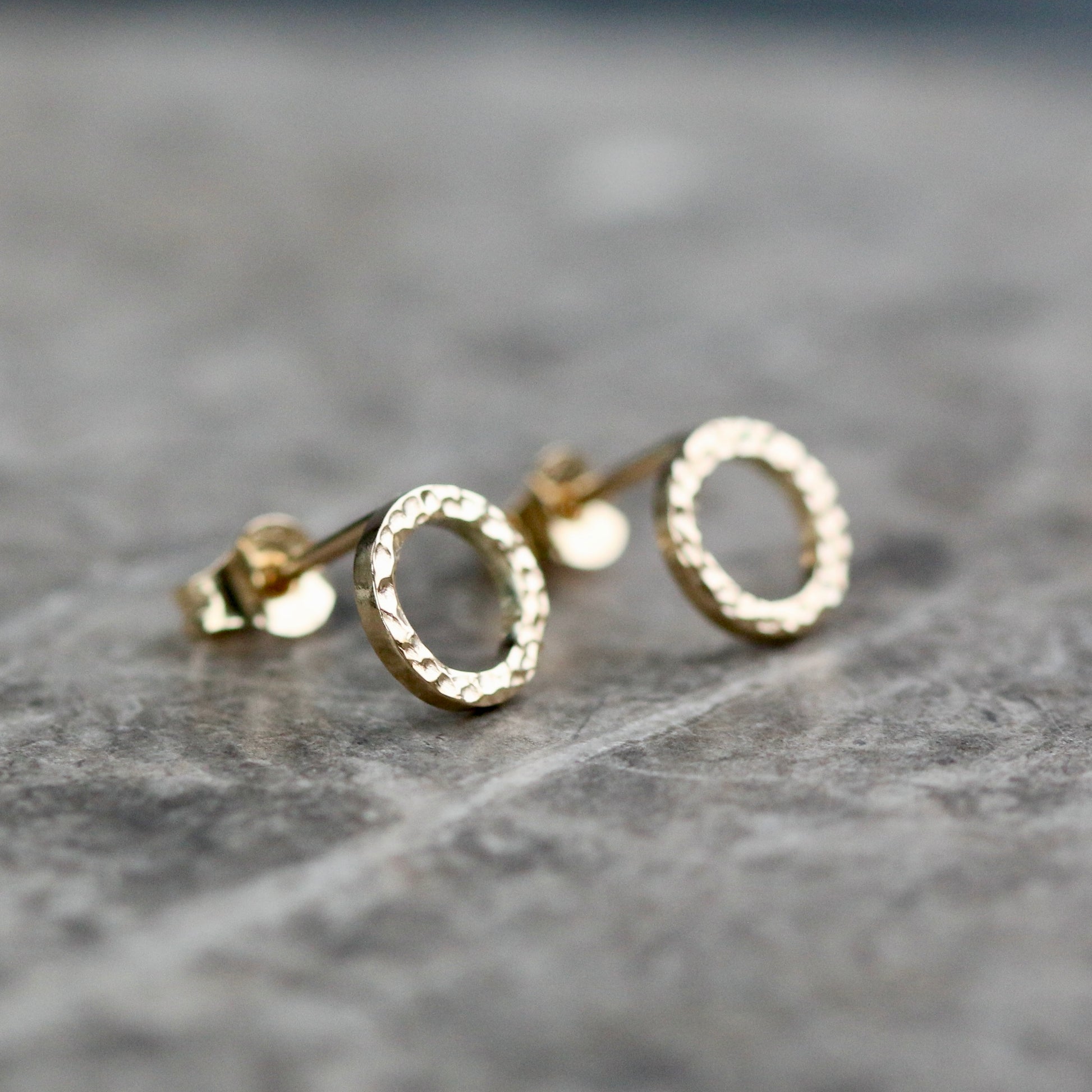 Solid Mini Textured 9ct Yellow Gold Halo Studs image 3