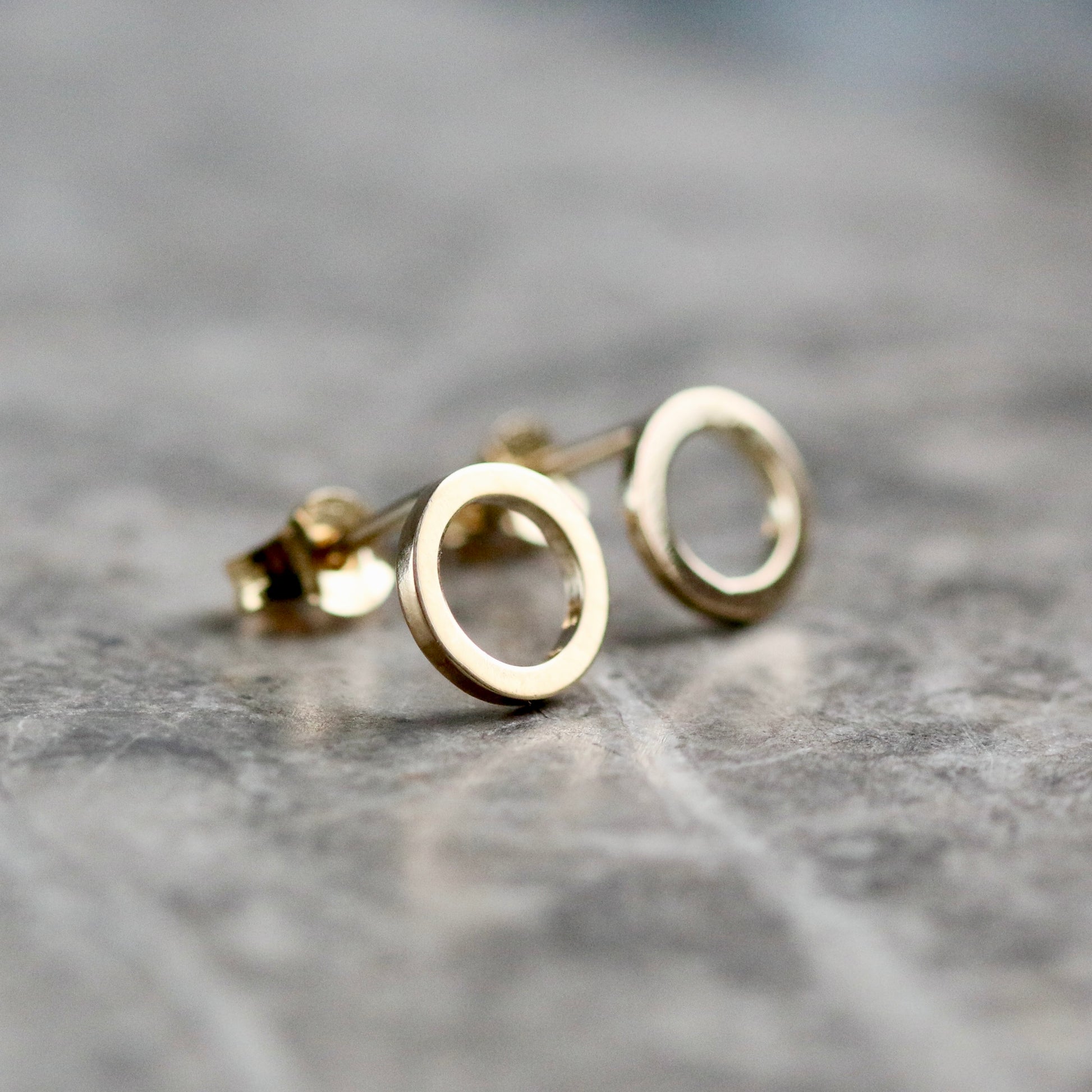 Solid Mini Polished 9ct Yellow Gold Halo Studs image 1