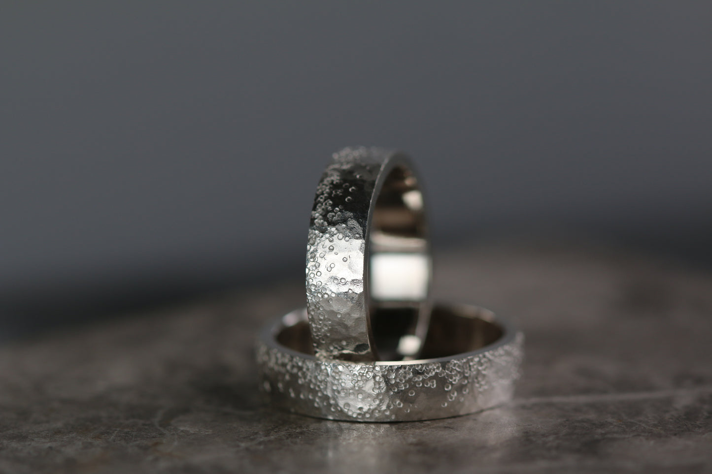 Silver Stipple Textured 5mm Wide Ring image 4
