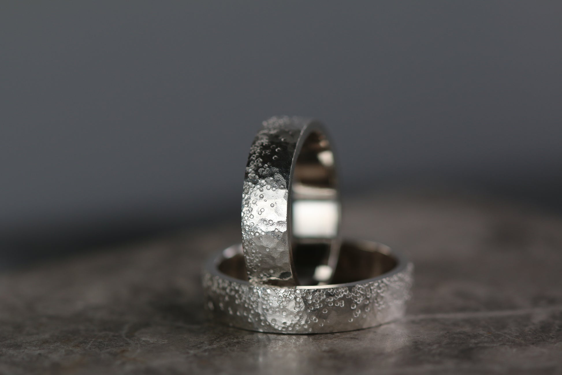 Silver Stipple Textured 5mm Wide Ring image 4