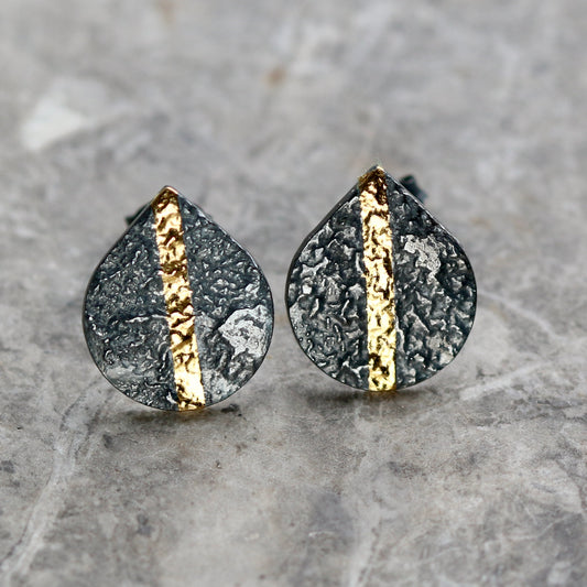 Keum Boo Oxidised Silver LC Teardrop Studs image 0