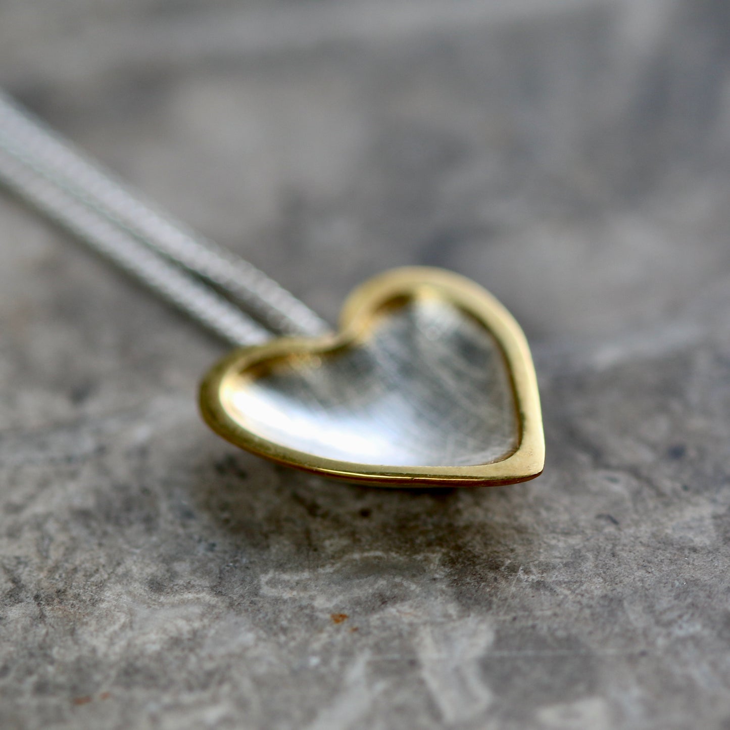 Silver + Gold Plate Heart Pendant Necklace image 1
