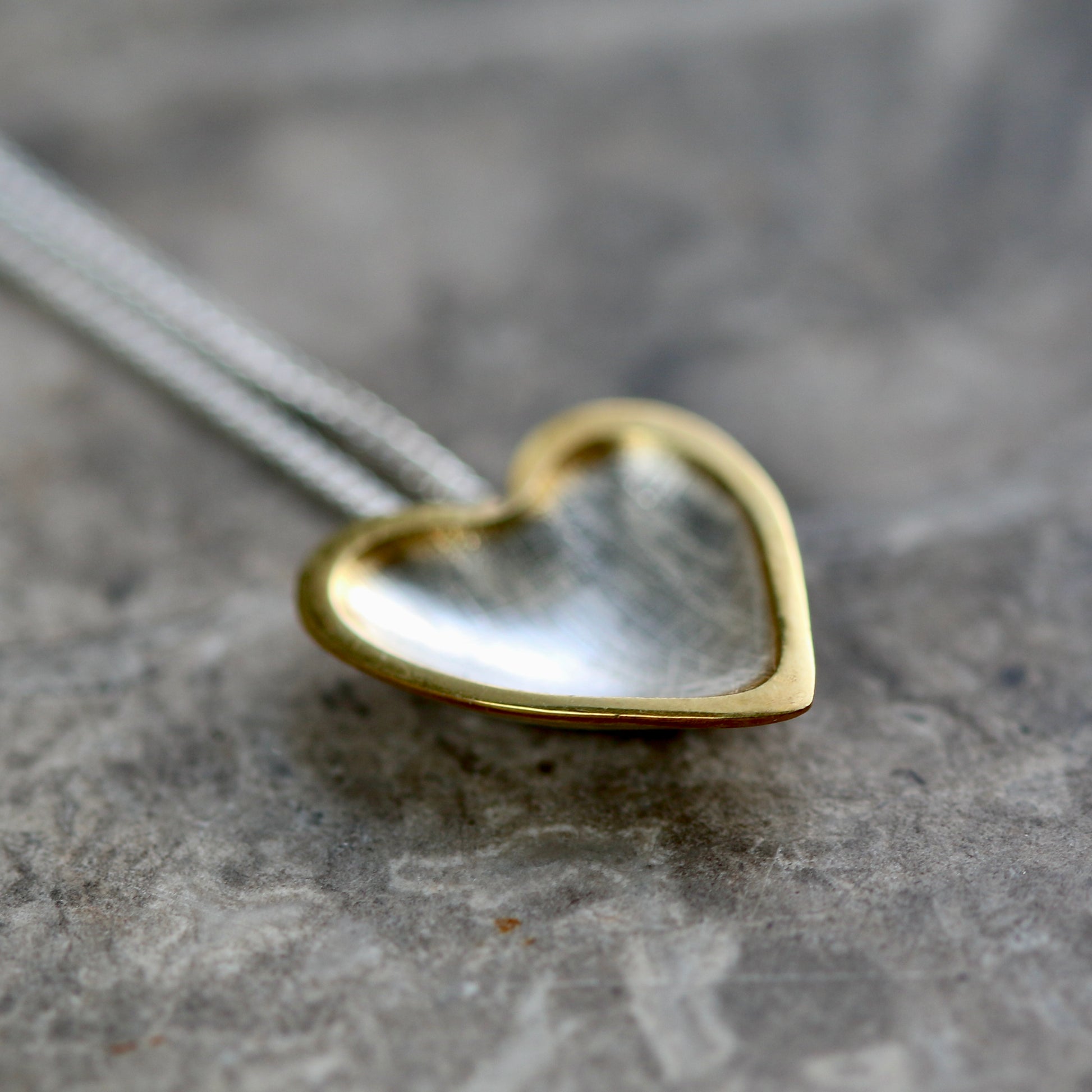 Silver + Gold Plate Heart Pendant Necklace image 1