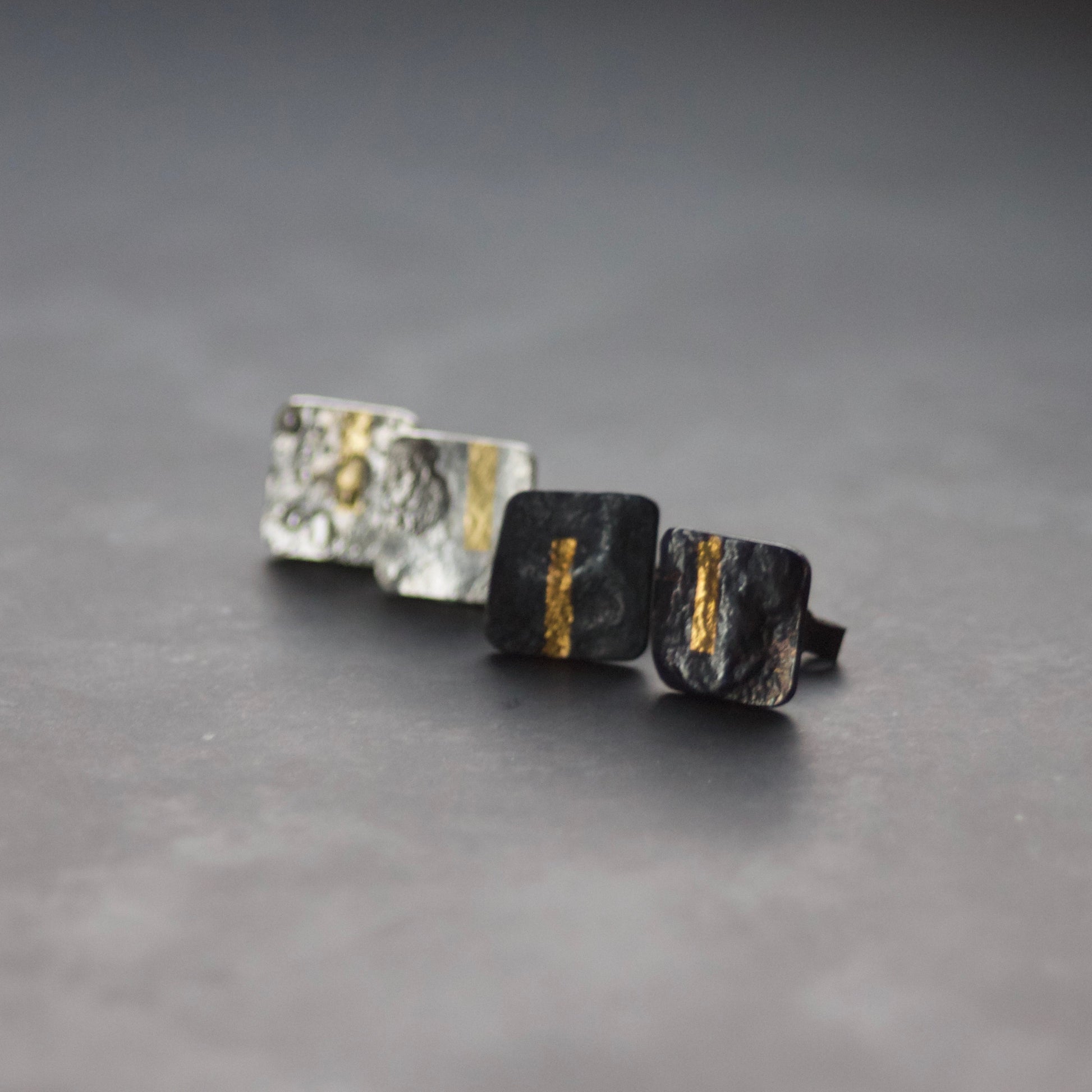 LINEAR Oxidised Square-ish Stud Earrings image 3