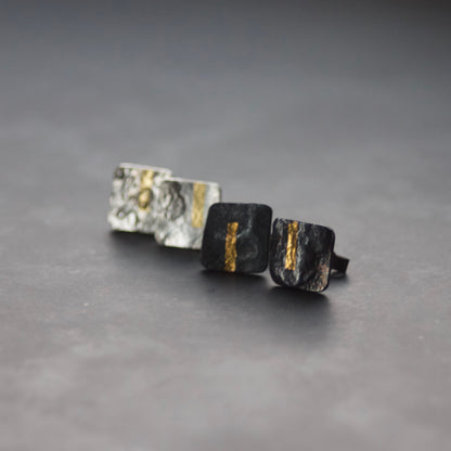 LINEAR Oxidised Square-ish Stud Earrings image 3