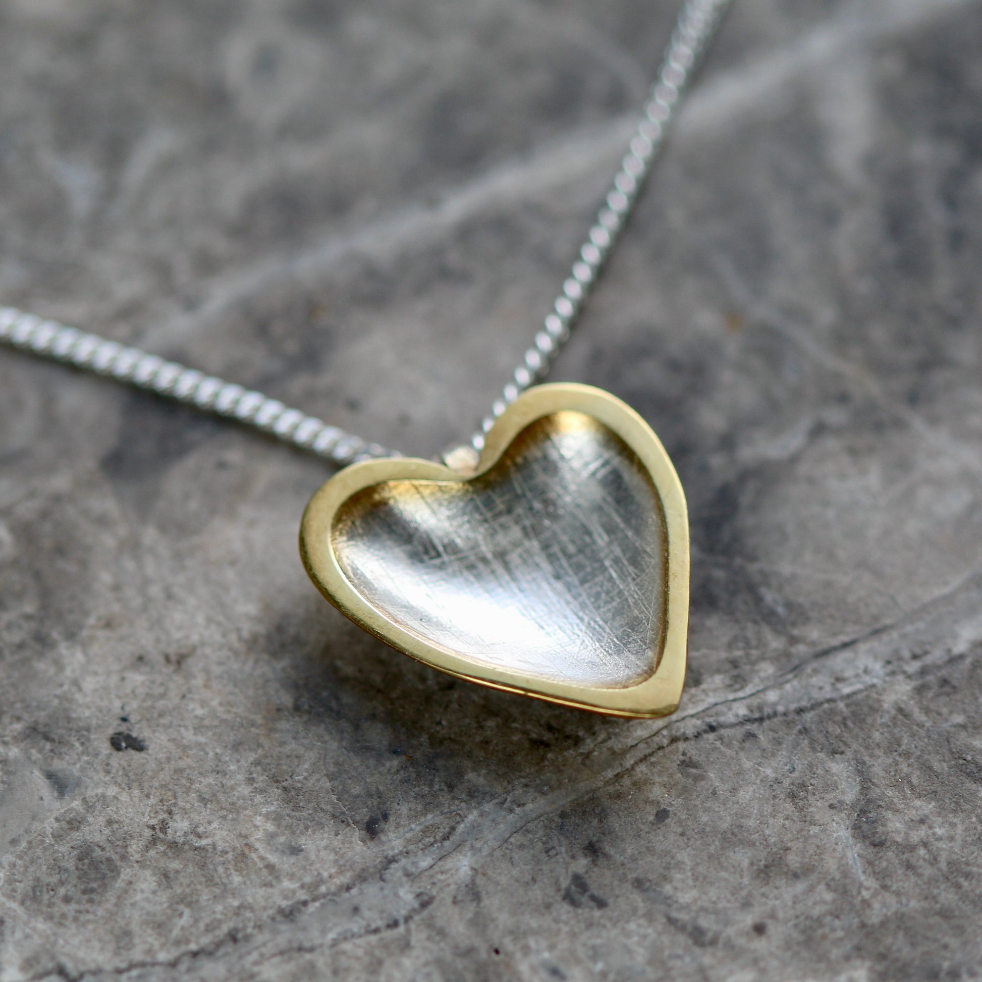 Silver + Gold Plate Heart Pendant Necklace image 2