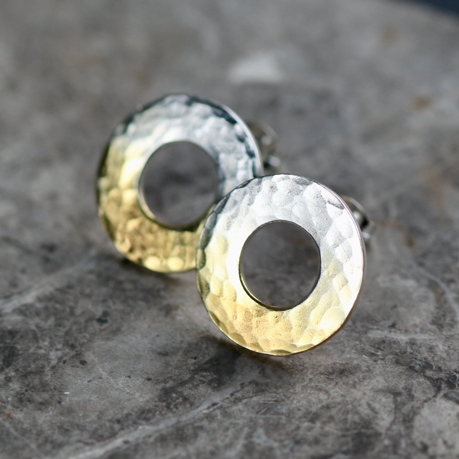 15mm Fade Hammered Wide Washer Studs image 2