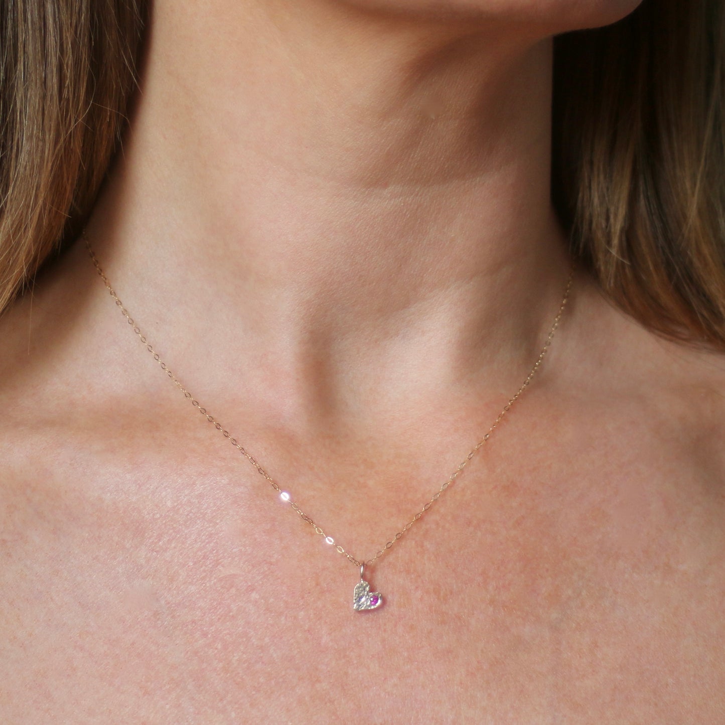 Aquamarine Recycled Solid 9ct Yellow Gold Heart Pendant Necklace image 0