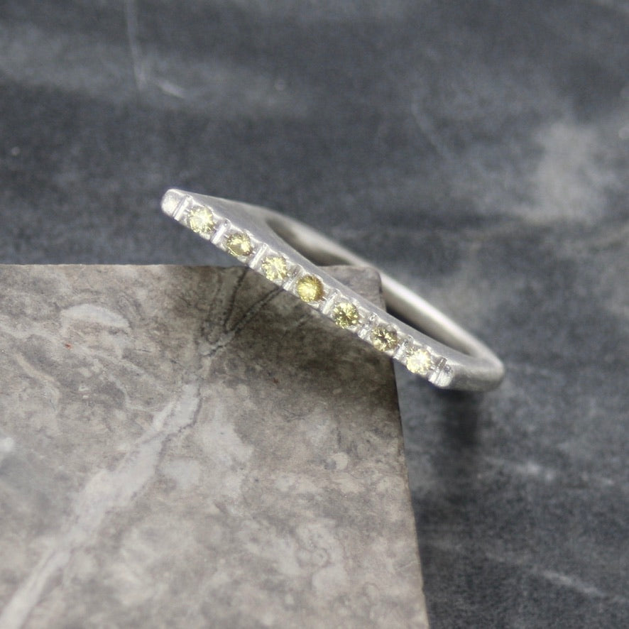 Yellow Sapphire Diagonal Pavé Slice Ring image 5