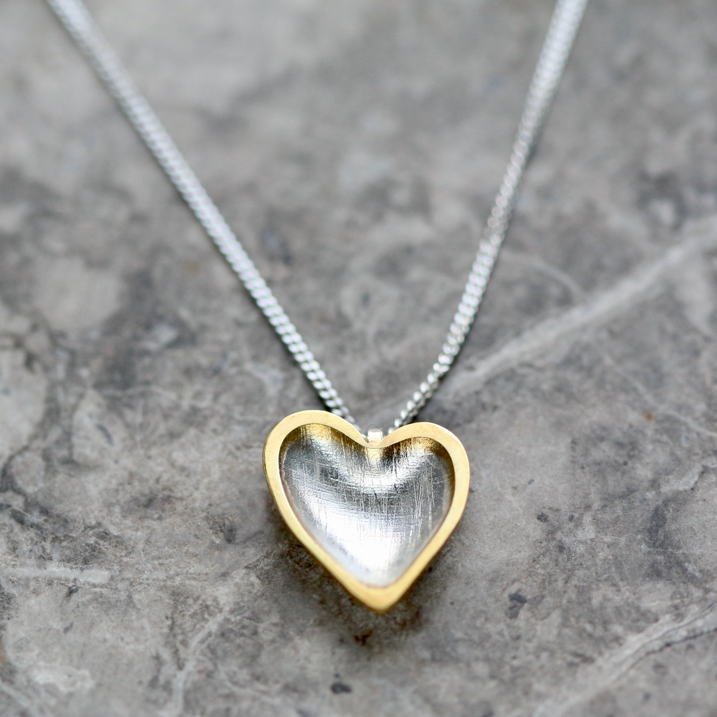 Silver + Gold Plate Heart Pendant Necklace image 0