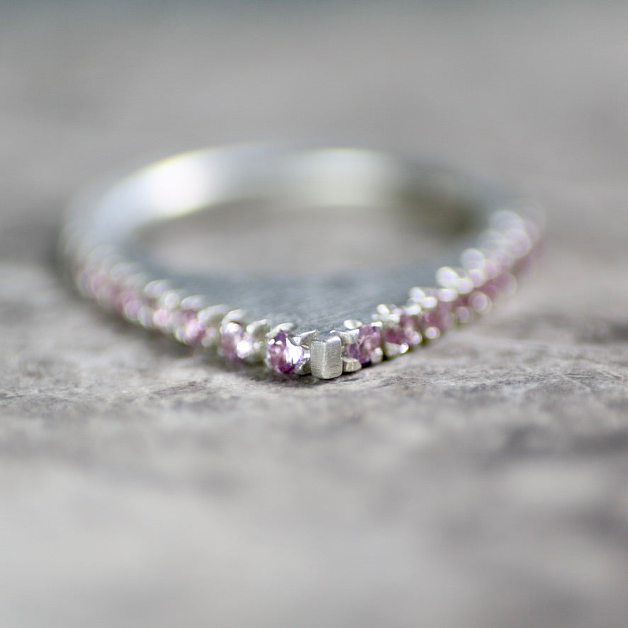 Pink Sapphire Point Pavé Slice Ring image 2