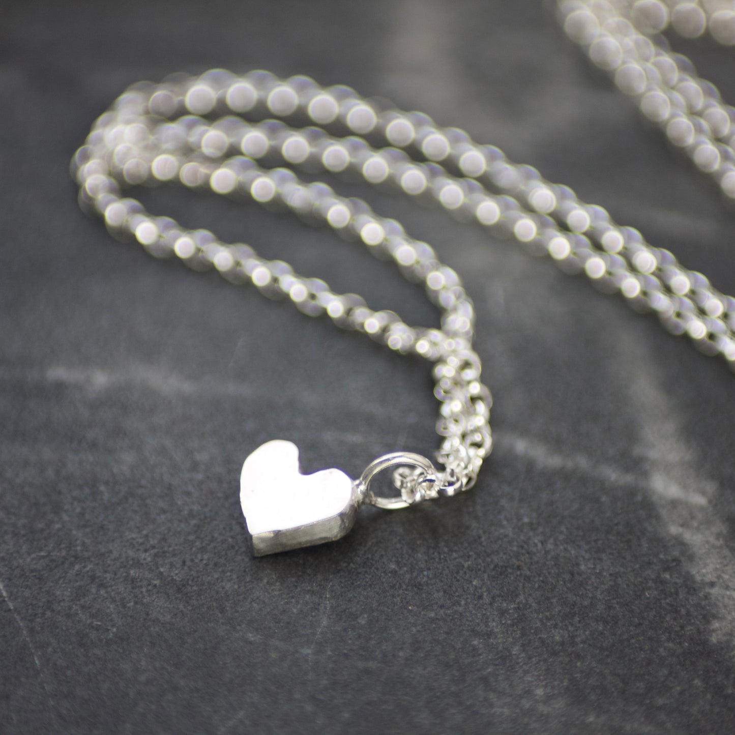 Solid Hammered Sterling Silver Heart Necklace image 3