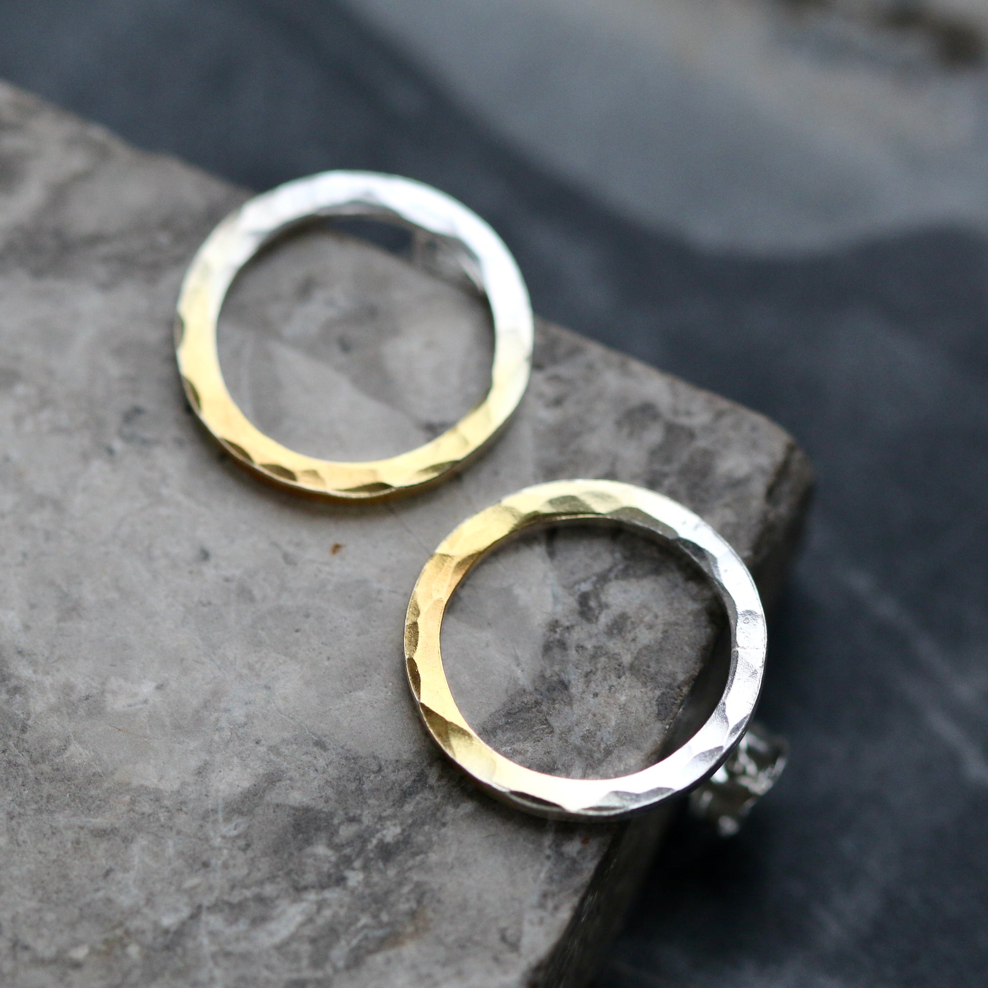 Hammered Circle Hoop Studs image 3