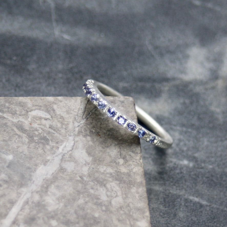 Purple Sapphire Oval Pavé Slice Ring image 1