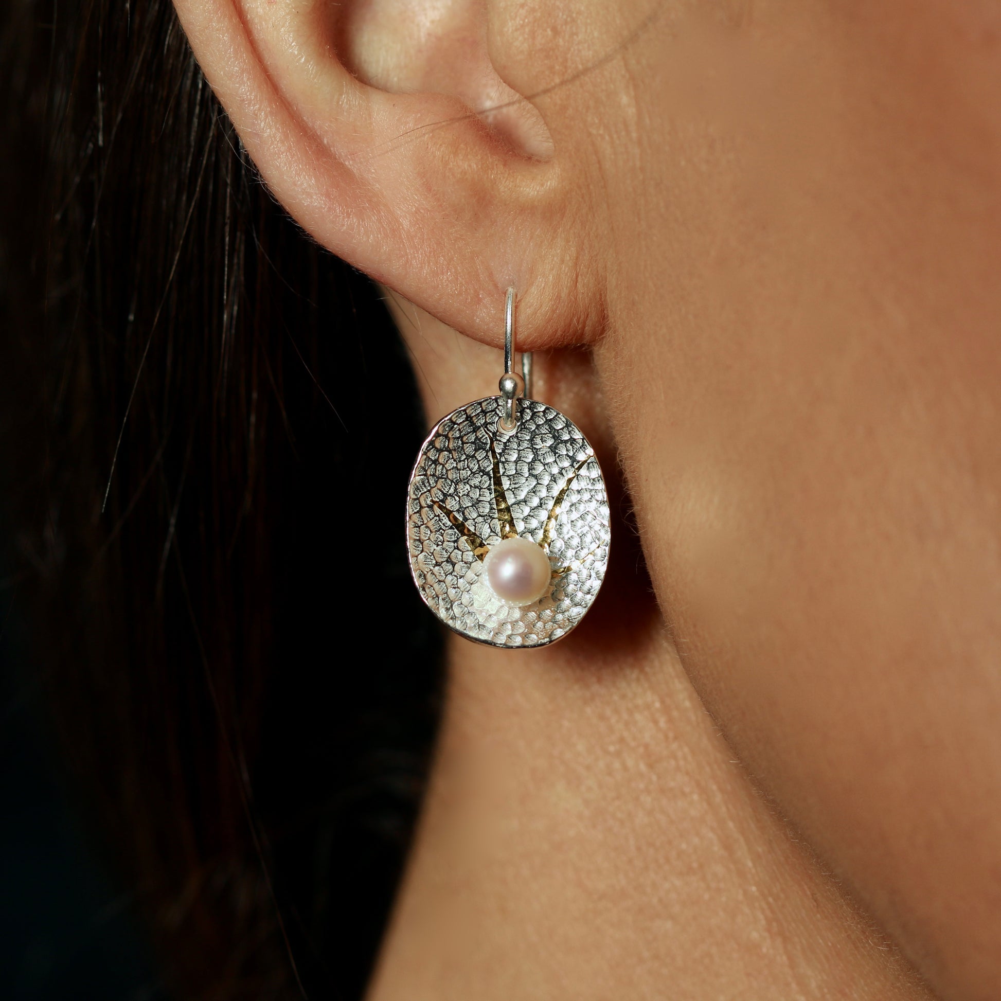 White Pearl Keum Boo Drop Earrings image 5