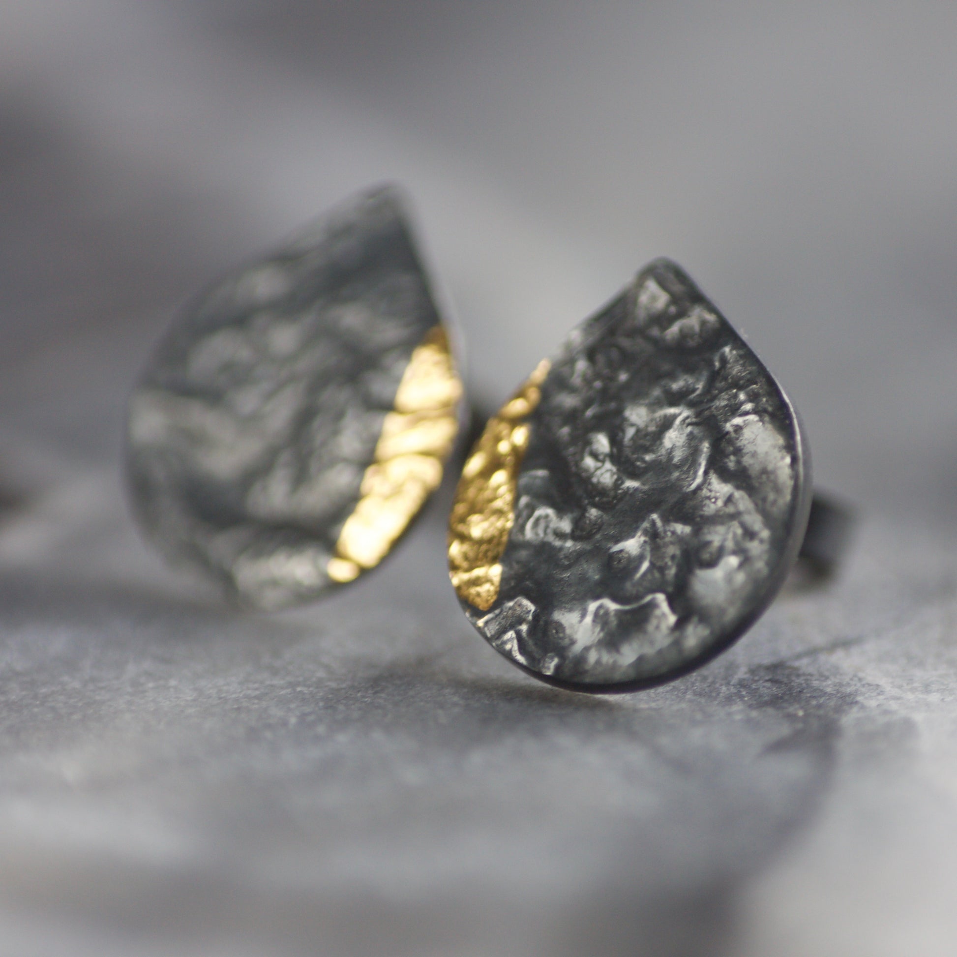 LC Oxidised Keum Boo Teardrop Stud Earrings image 0