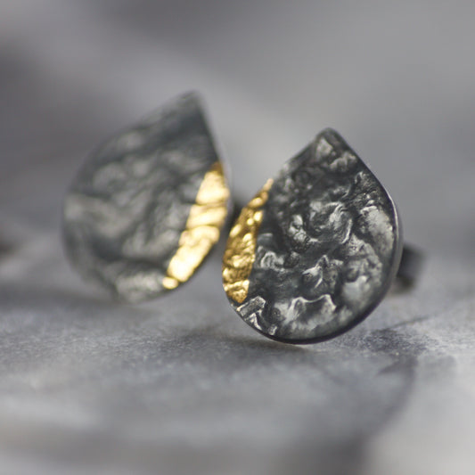 LC Oxidised Keum Boo Teardrop Stud Earrings image 0