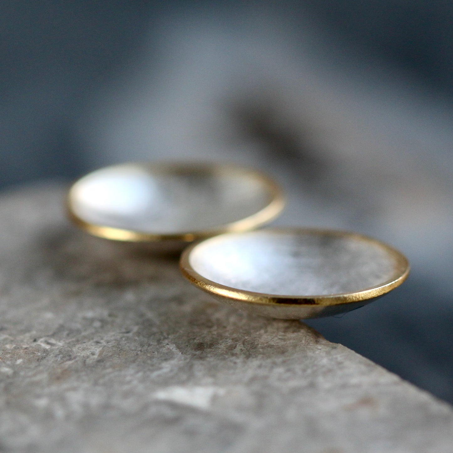 Large Silver + Gold Concave Disc Studs image 6