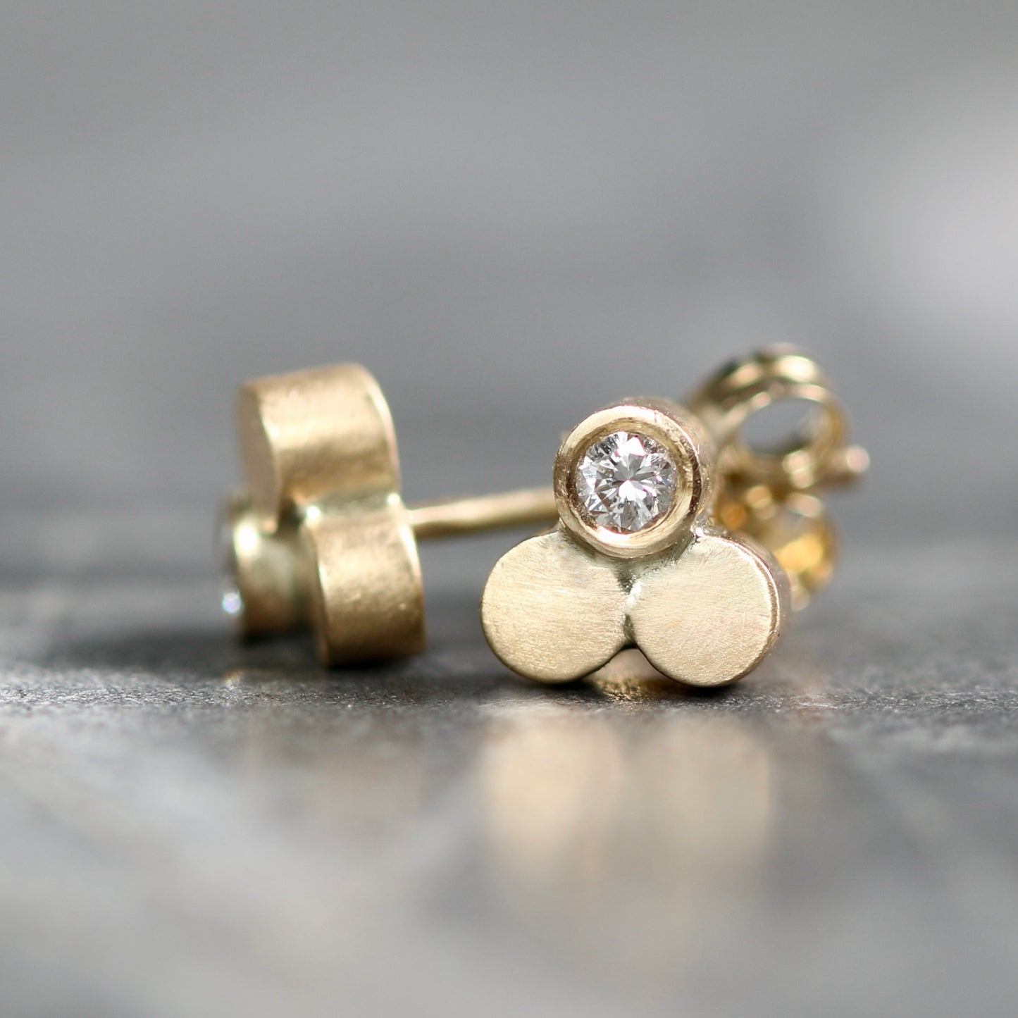 Solid 9ct Gold Diamond Cluster Stud Earrings image 2