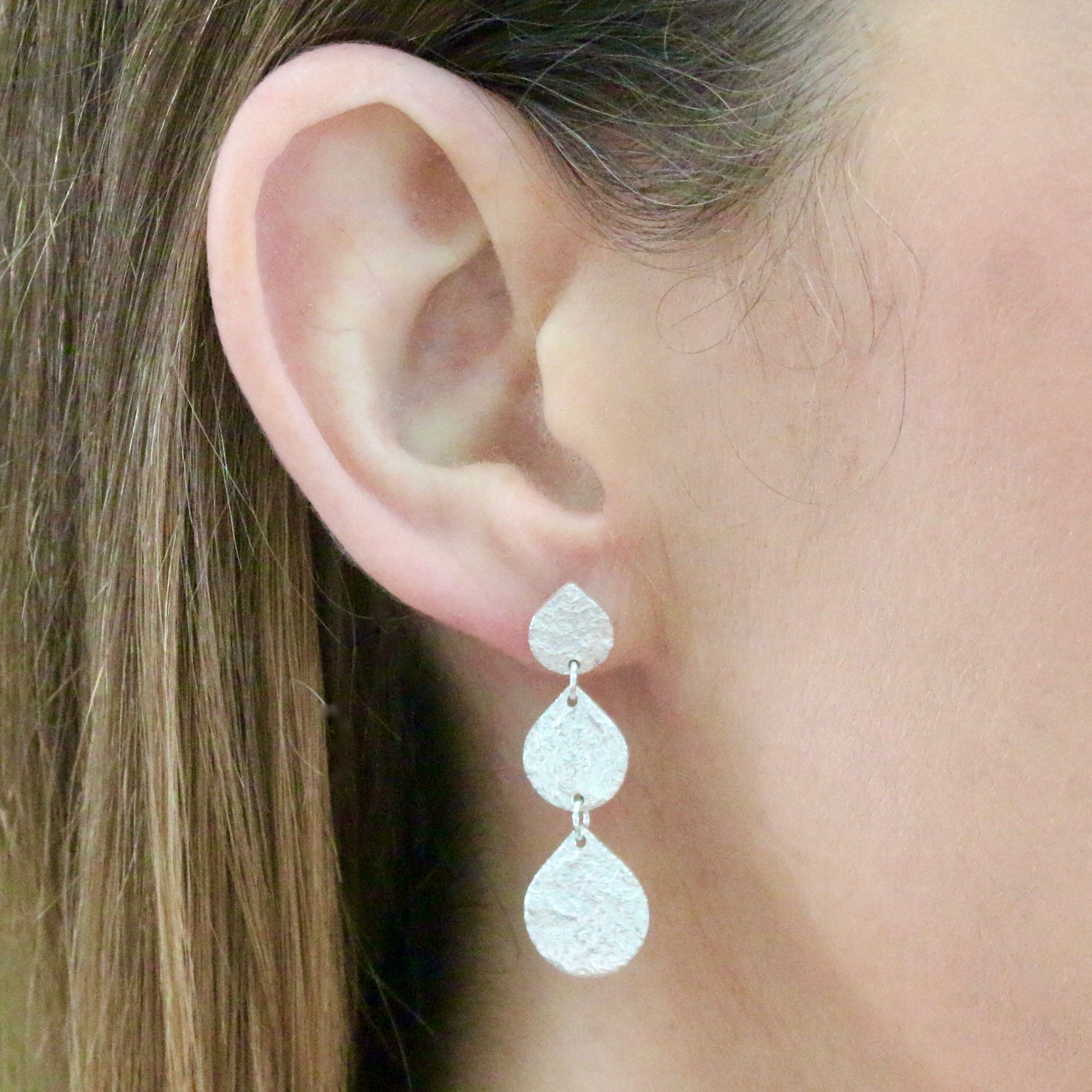Triple Teardrop Silver Earrings image 6