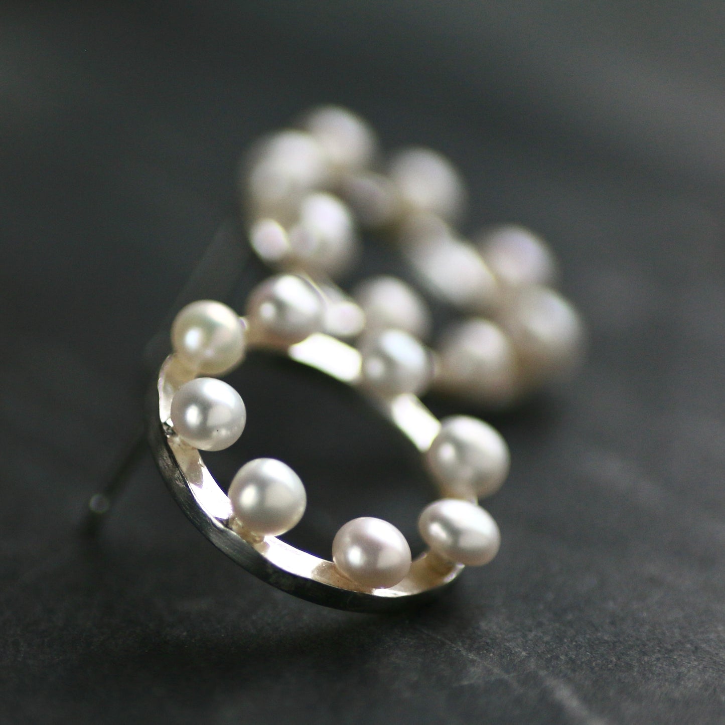 Pearl Silver Circle Studs image 1