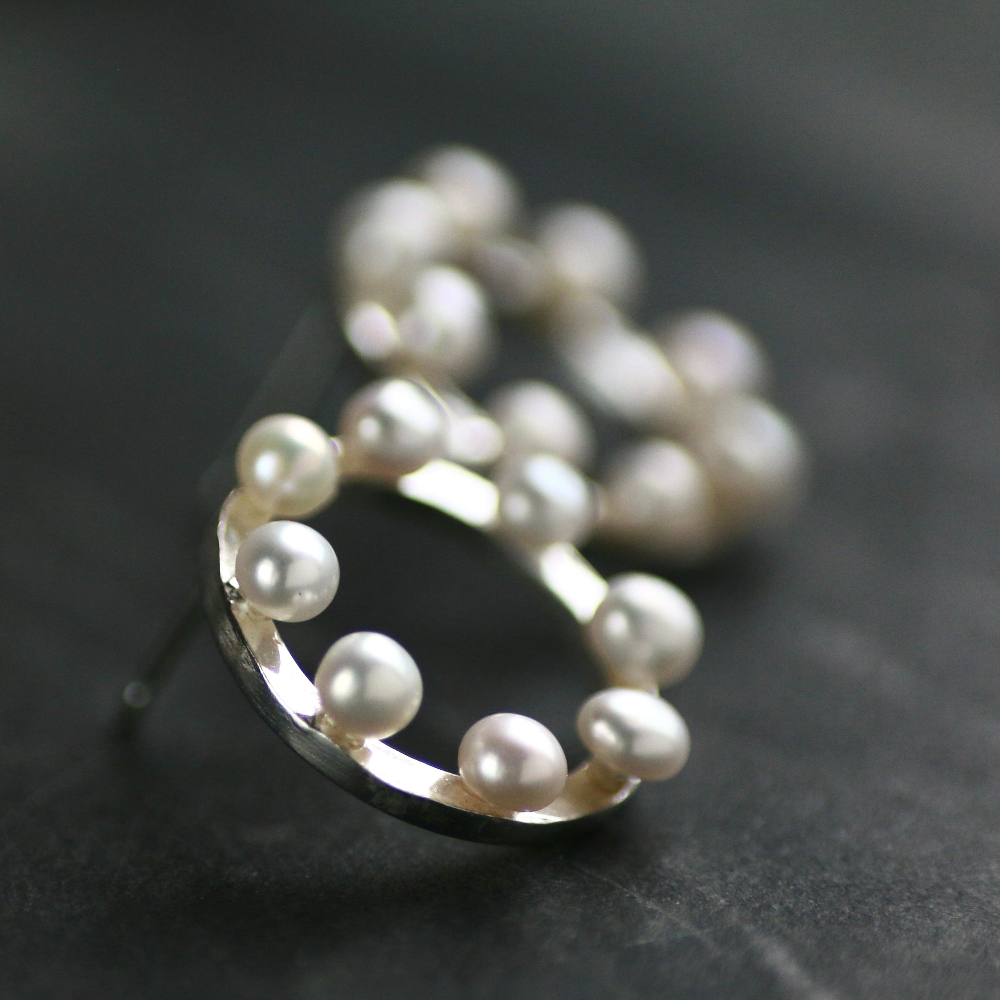 Pearl Silver Circle Studs image 1